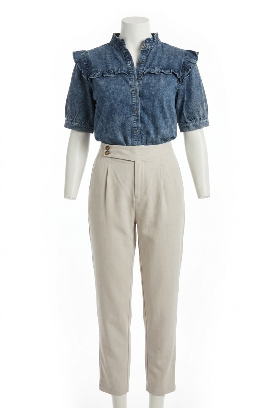 NEW APRICOT textured casual pants in stone